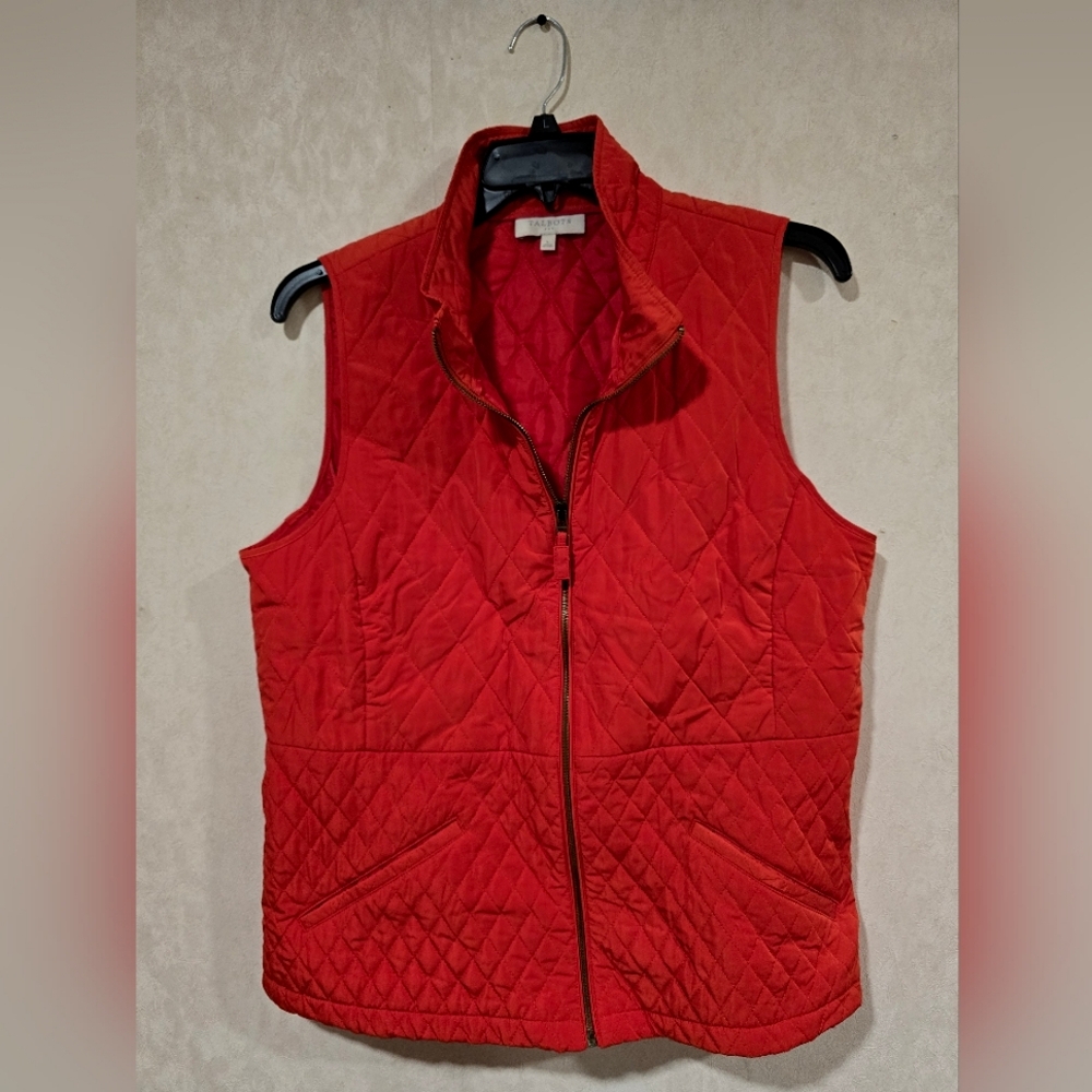 Talbots Orange Quilted Coat Vest